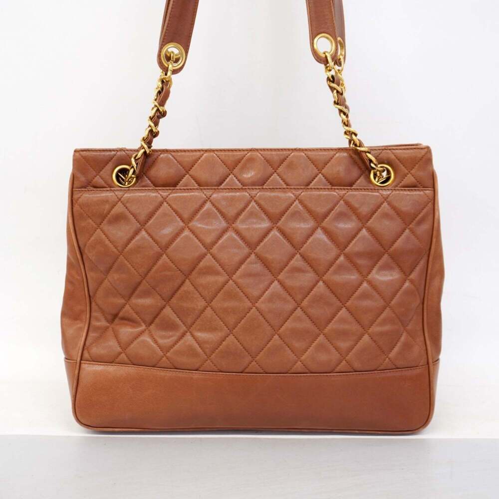 CHANEL Brown Lambskin Leather Tote Bag - Picture 11 of 12